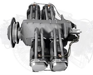 Aircraft Piston Engines and Their Operations: A horizontally opposed-piston engine with four cylinders. Image source: Aviation Training Network.