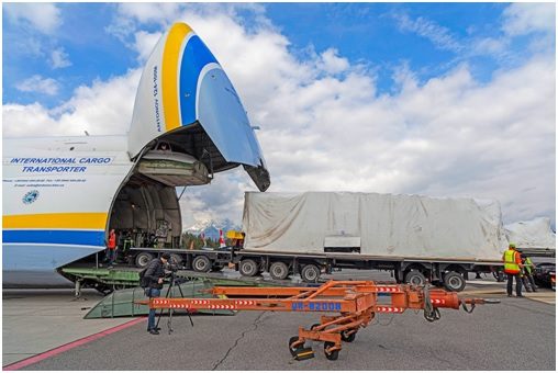 Top 10 Largest Planes Ever Built: The An-124 is being loaded with cargo. Image source: Antonov airlines.