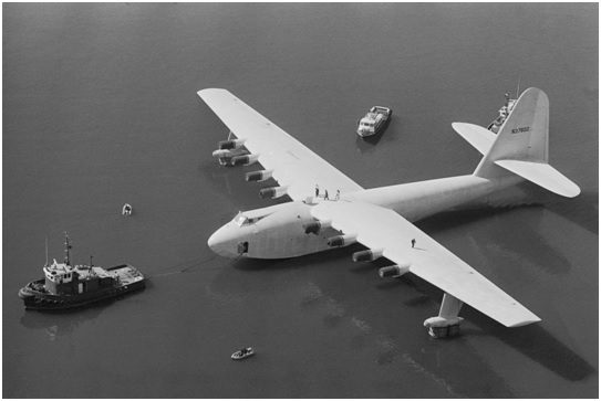 Top 10 Largest Planes Ever Built: The Hughes H-4 Hercules aircraft. Image source: Getty Images.